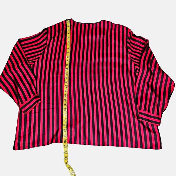 Vintage Boho Red Black Striped Blouse Womans Sz 24W Retro Y2K - Picture 8 of 11